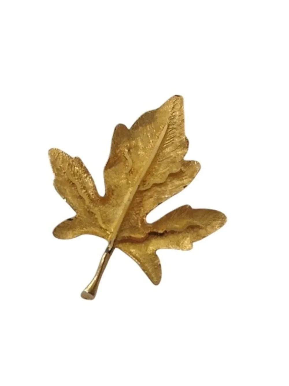 Vintage BSK Goldtone Metal Leaf Brooch